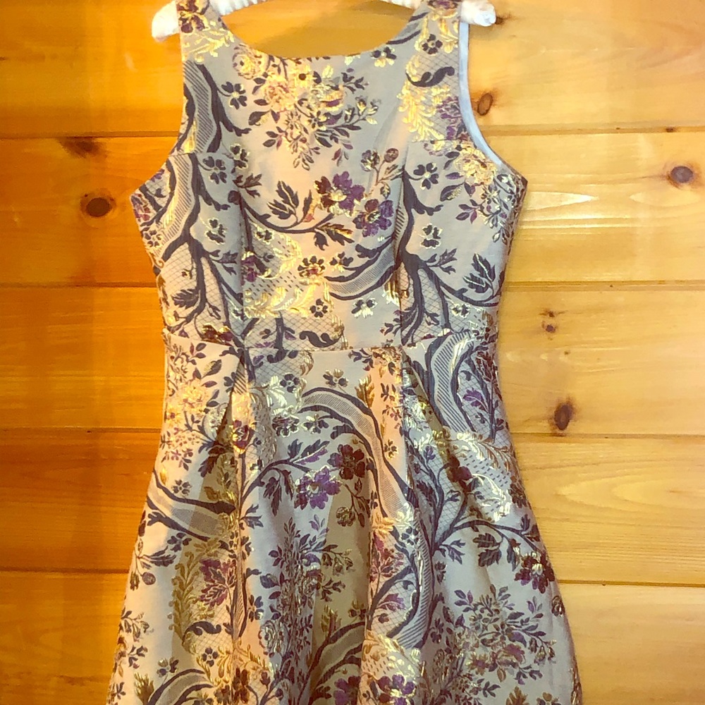 Gold and blue paisley dress